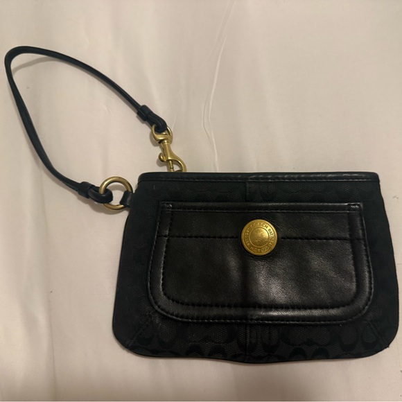 Coach Black Wristlet with Gold Accents - Picture 1 of 3